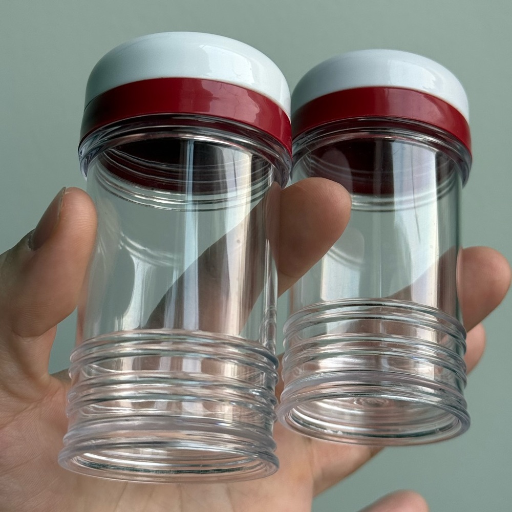Post Modern Salt and Pepper Shakers Vintage Clear Plastic